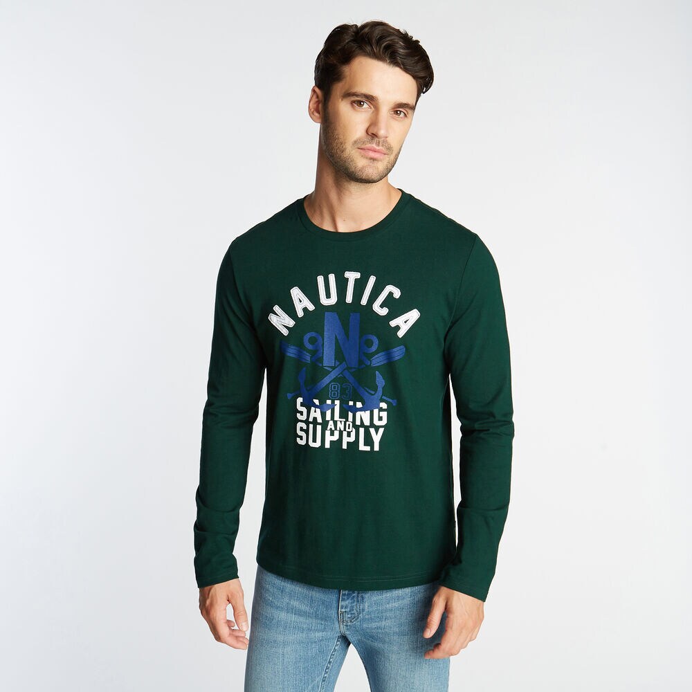 SAILING AND SUPPLY GRAPHIC TEE,Olive,large