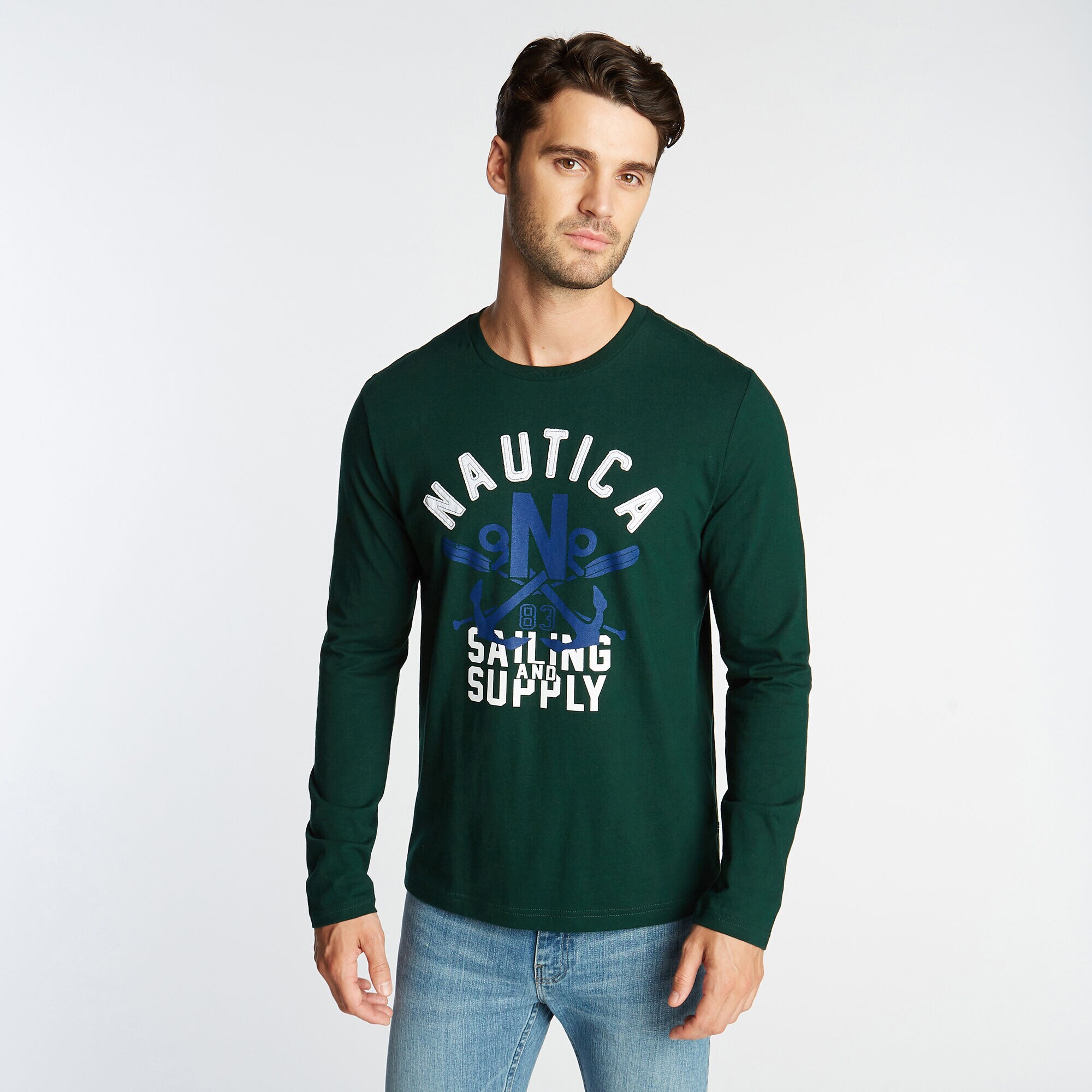 SAILING AND SUPPLY GRAPHIC TEE,Olive,large