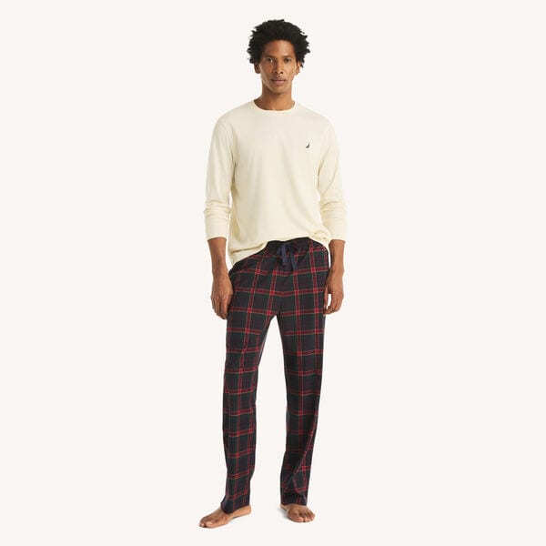 Long Sleeve T-Shirt & Plaid Fleece Pant Pajama Set