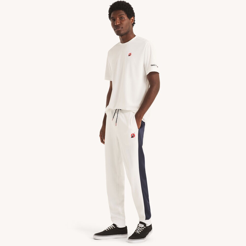 Colorblock Fleece Jogger,Bright White,large