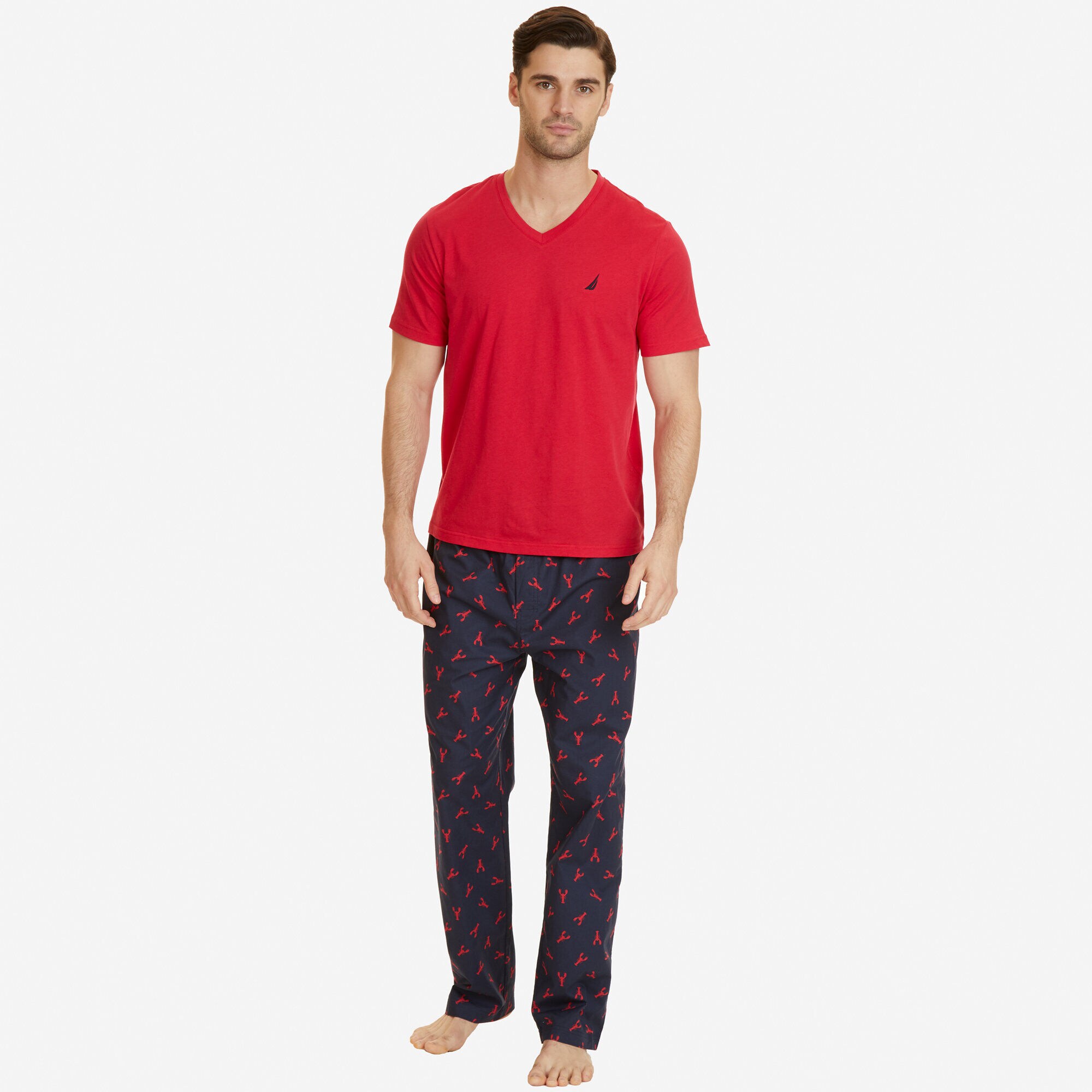 Lobster Print Pajama Set,Glory Red,large