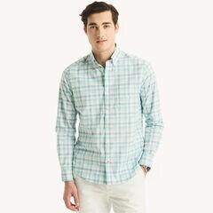 Plaid Oxford Shirt,Ice Blue,large