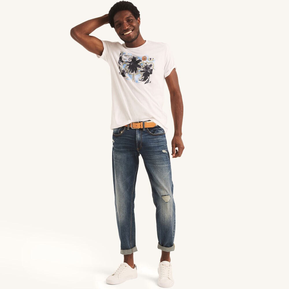 Palm Trees Graphic T-Shirt,Bright White,large