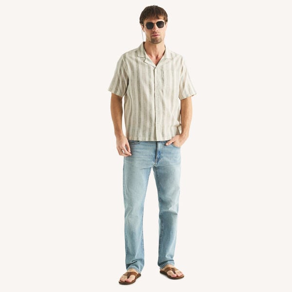 Striped Short-Sleeve Camp Shirt