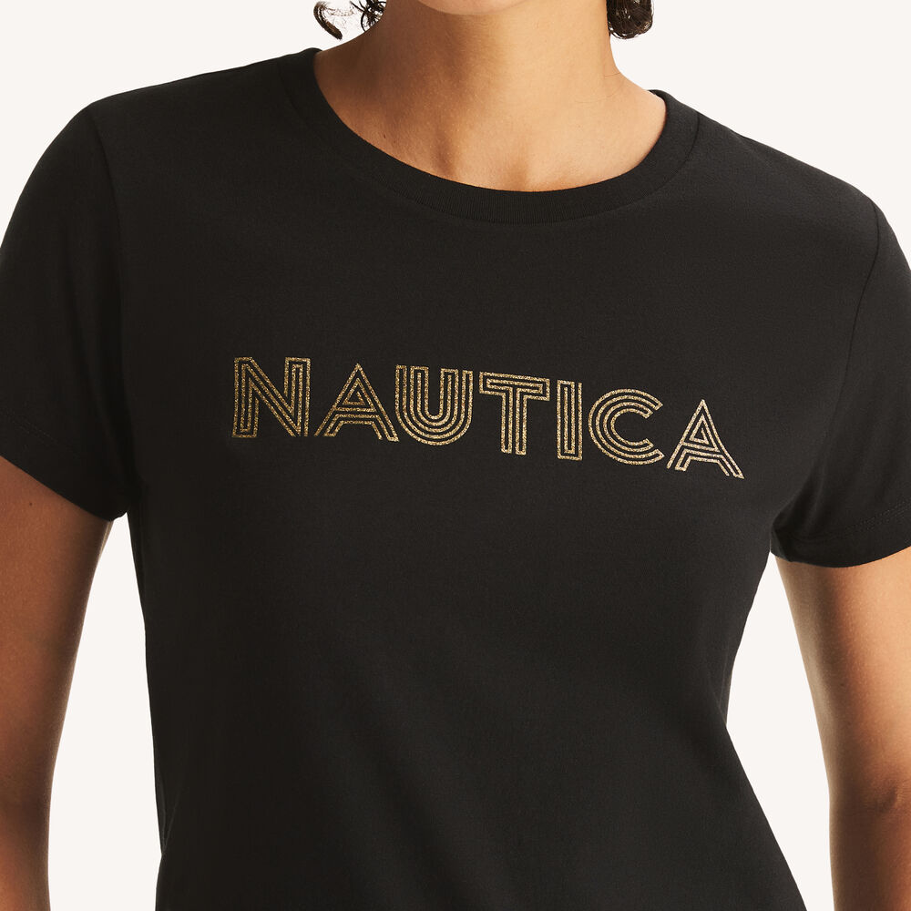 Heritage Logo Glitter Graphic T-Shirt,True Black,large