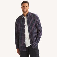 Big & Tall Classic Fit Plaid Shirt,Stellar Blue Heather,large