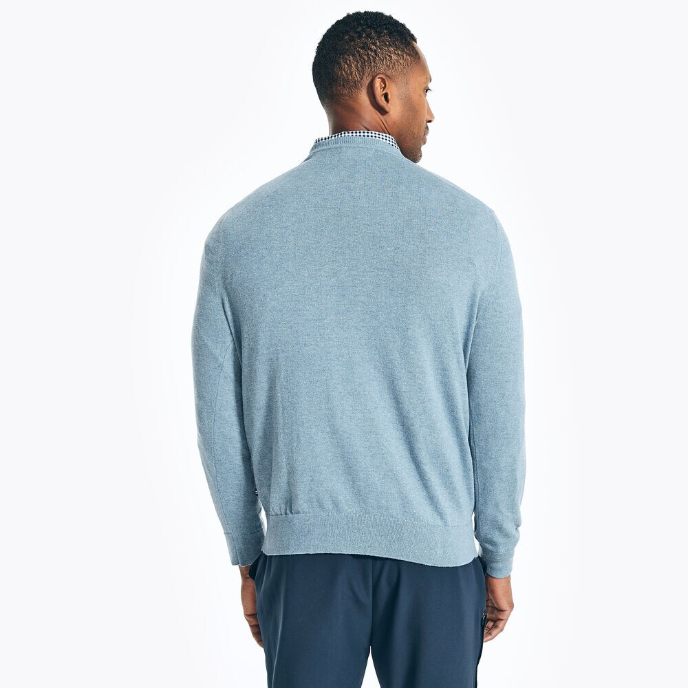 BIG & TALL NAVTECH V-NECK SWEATER,Anchor Blue Heather,large