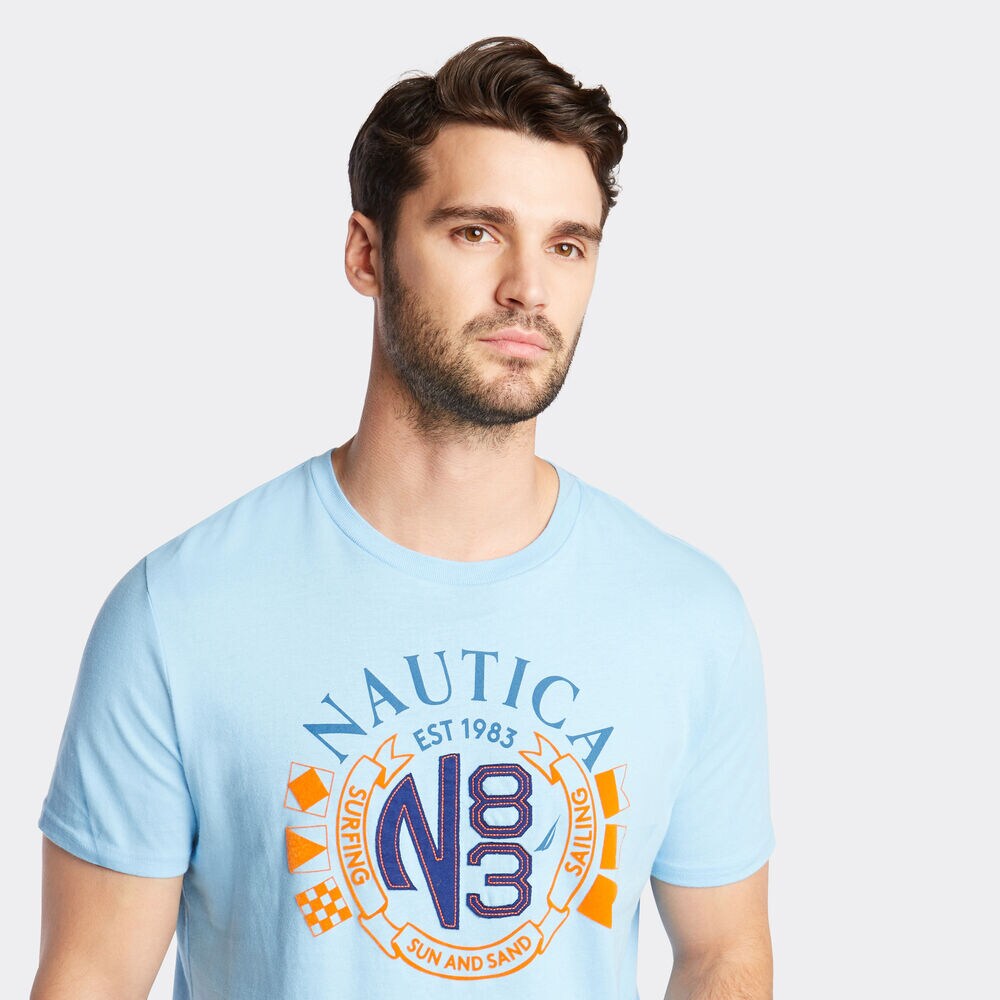 SUN AND SAND GRAPHIC T-SHIRT,Alaskan Blue,large