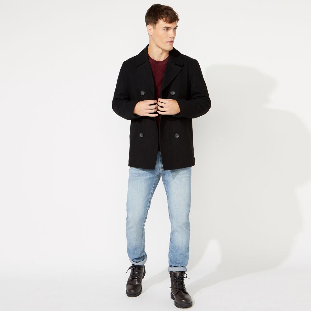 BIG & TALL WATER REPELLENT PEACOAT,Black,large