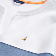COLORBLOCK SPLIT NECK SWEATSHIRT,Bright White,large