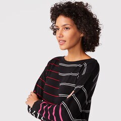 SUSTAINABLY CRAFTED MIXED-STRIPE BOATNECK SWEATER,True Black,large