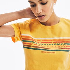 CHEST-STRIPE GRAPHIC T-SHIRT,Golden Apricot,large
