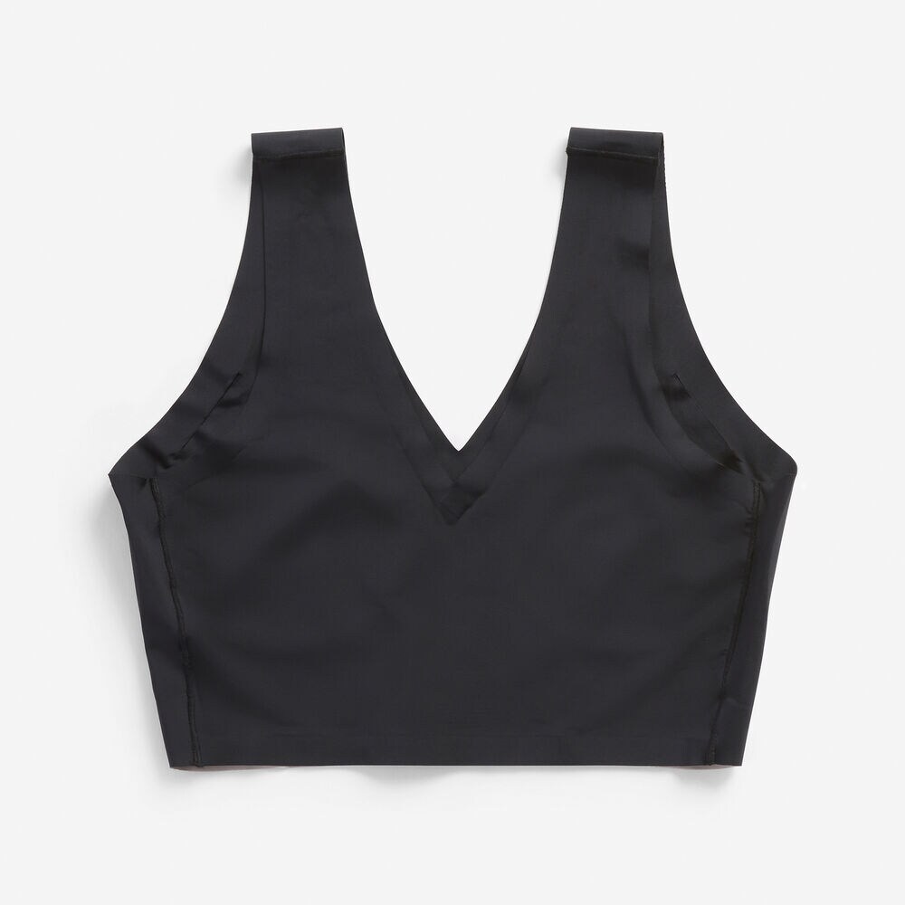 SEAMLESS LASER-CUT LOGO BRALETTES, 2-PACK,True Black,large