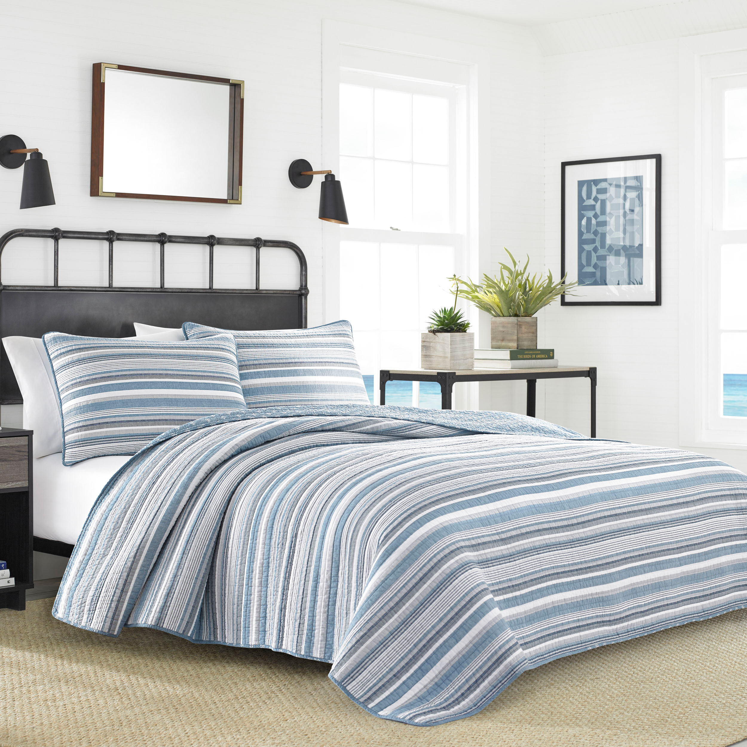 45rpm BlueLabel ユナイテッドアローズ J.O.T.Tセット Jettison Twin Quilt Set in Grey Blue | Nautica