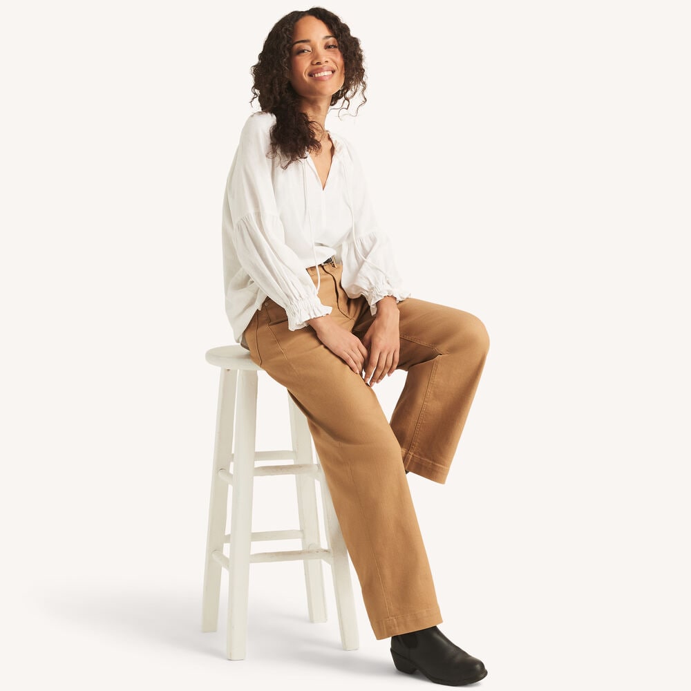 Linen Poet Shirt,Bright White,large
