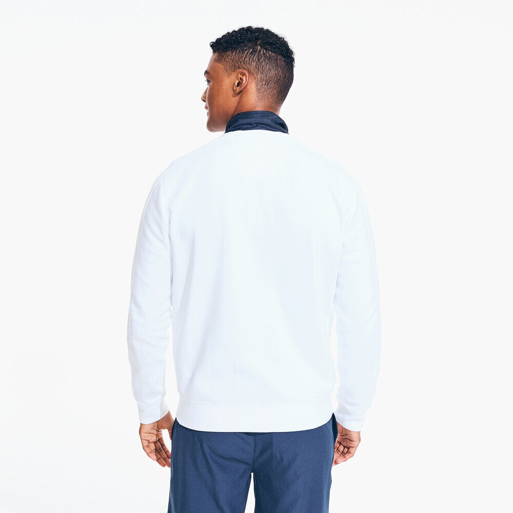 CHEST-STRIPE FULL-ZIP SWEATSHIRT,Bright White,large