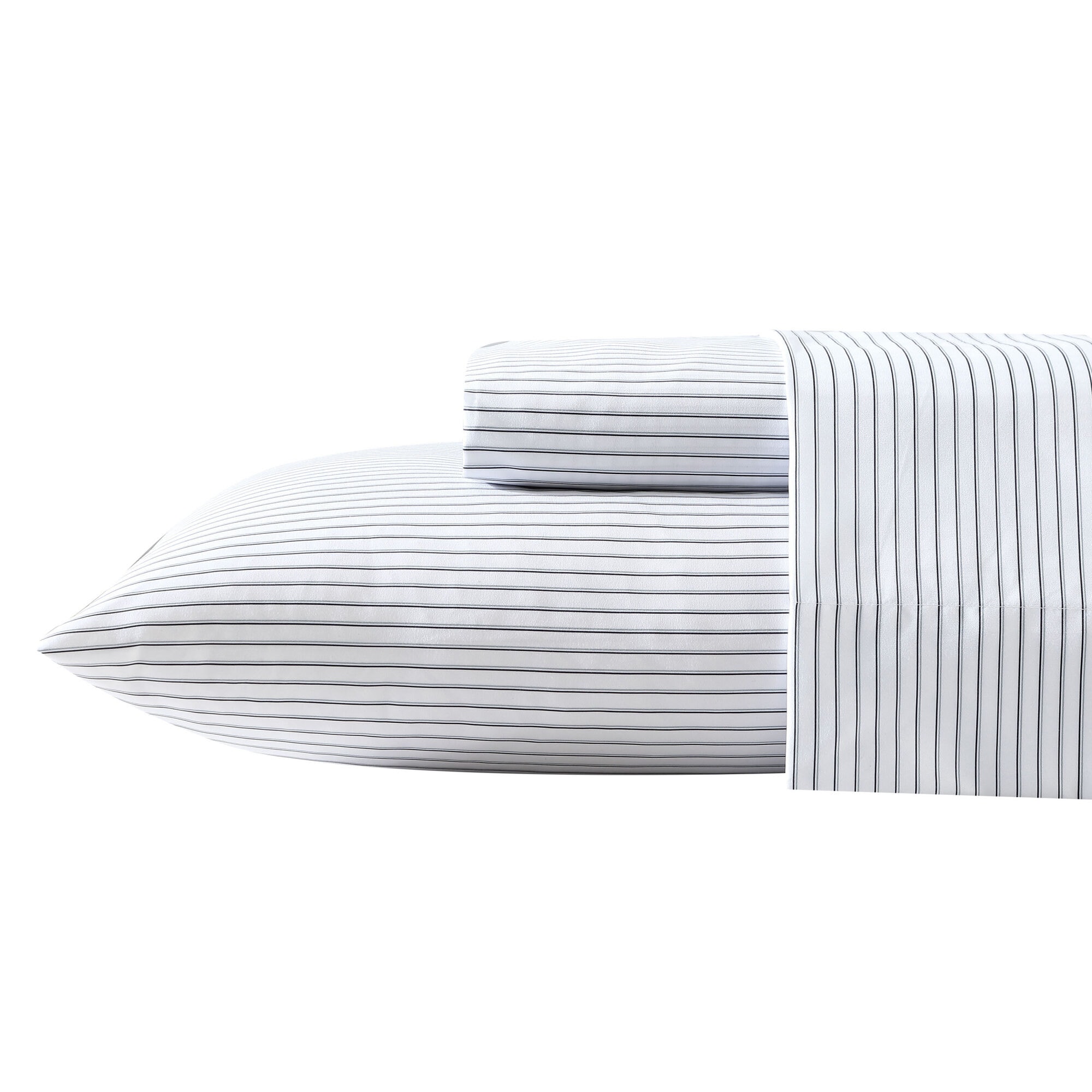Striped Grey Microfiber Full Sheet Set,Heather,large