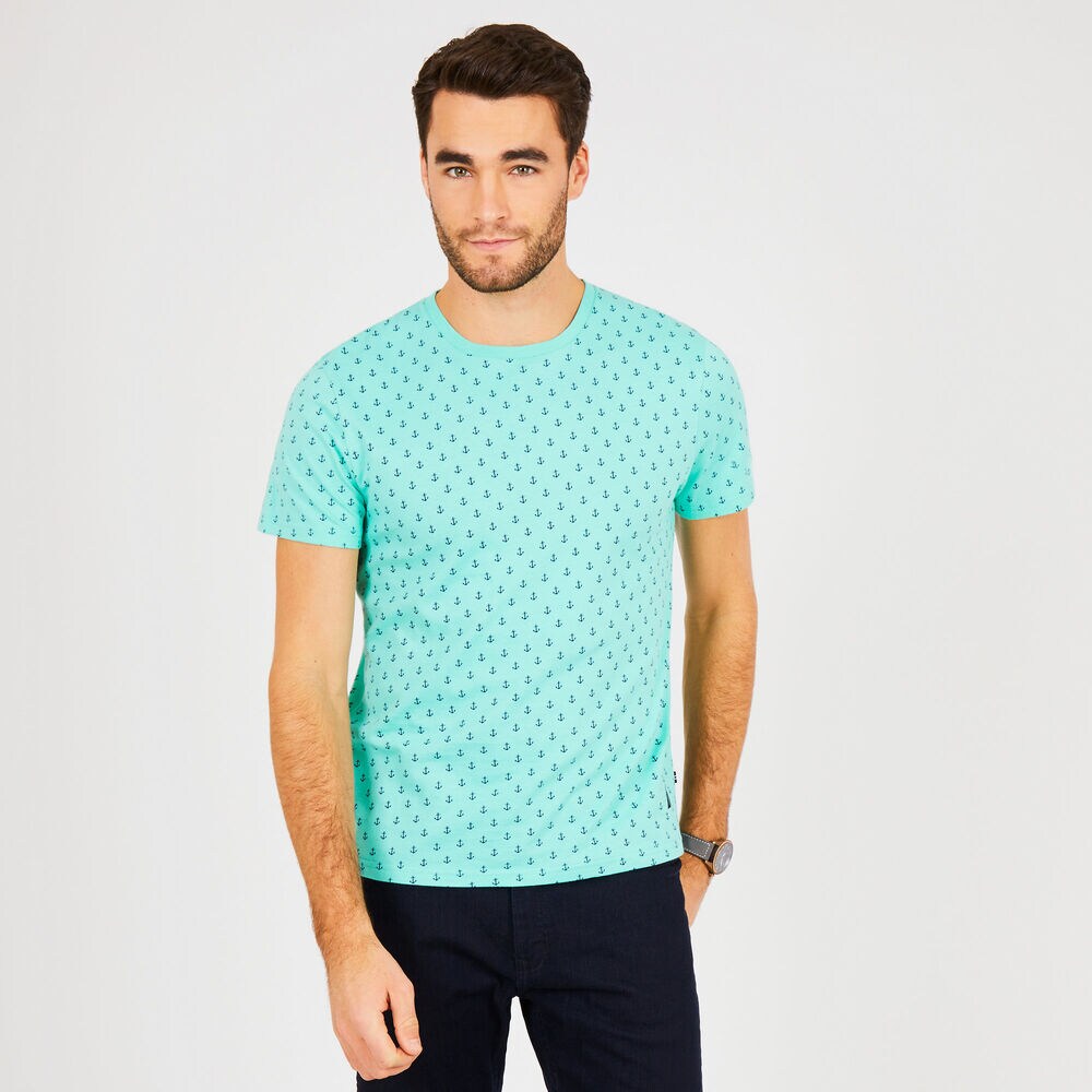 Big & Tall Anchor Motif Crewneck Tee,Mint Spring,large