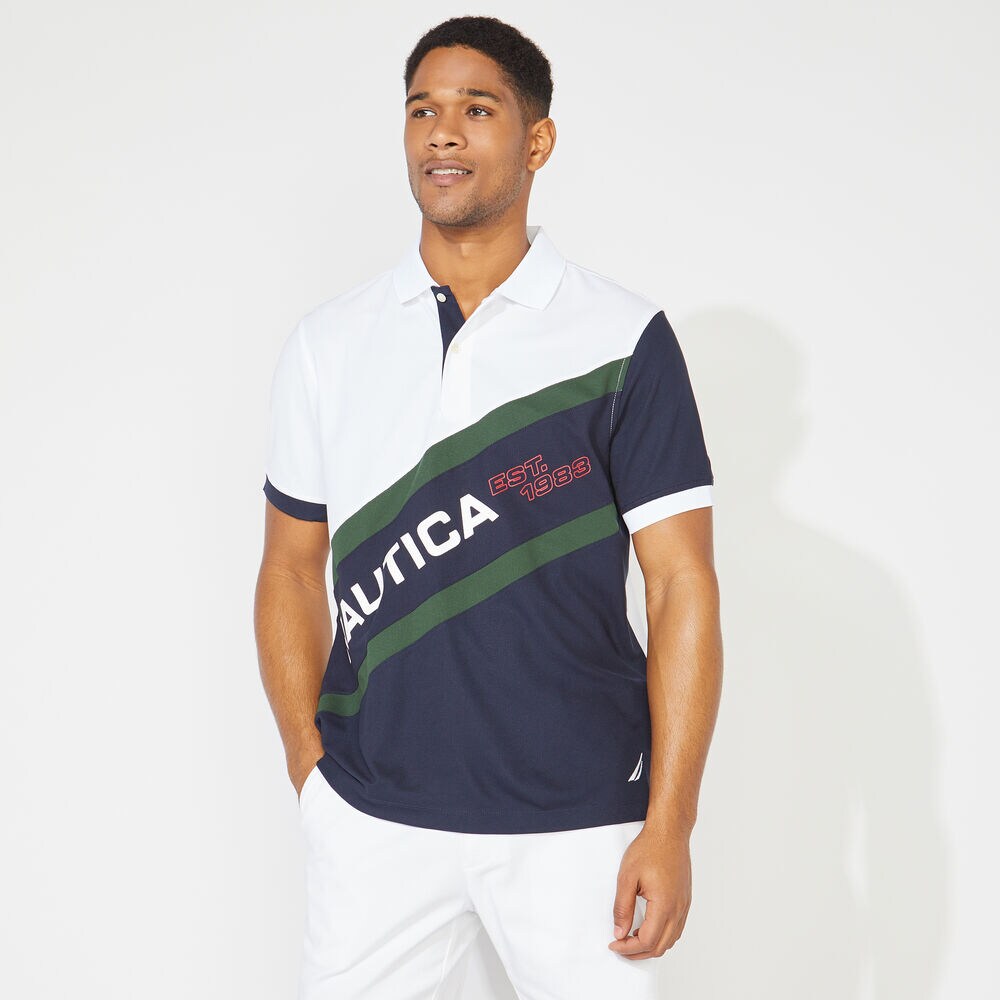 CLASSIC FIT NAVTECH COLORBLOCK POLO,Bright White,large