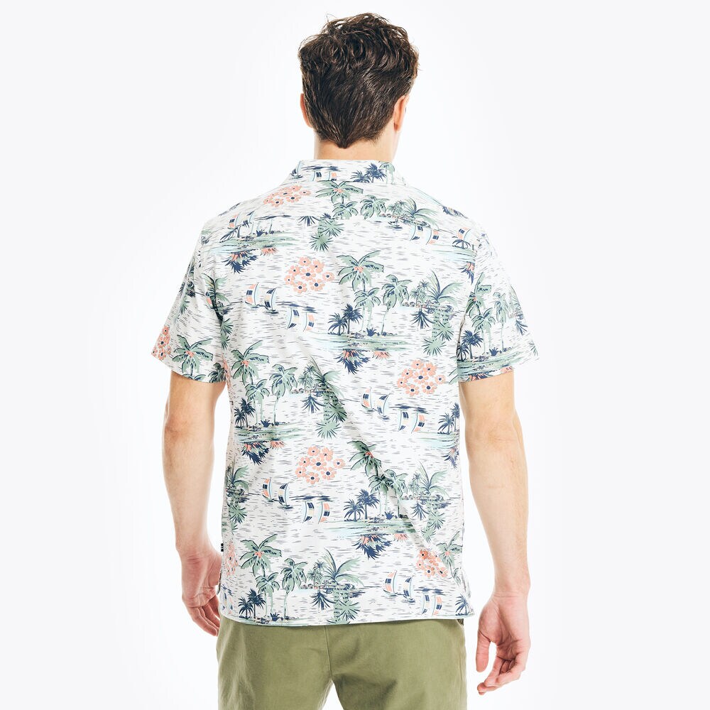 PRINTED SHORT-SLEEVE CAMP SHIRT,Sail White,large