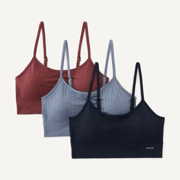 Ribbed Seamless Lounge Bra, 3-Pack