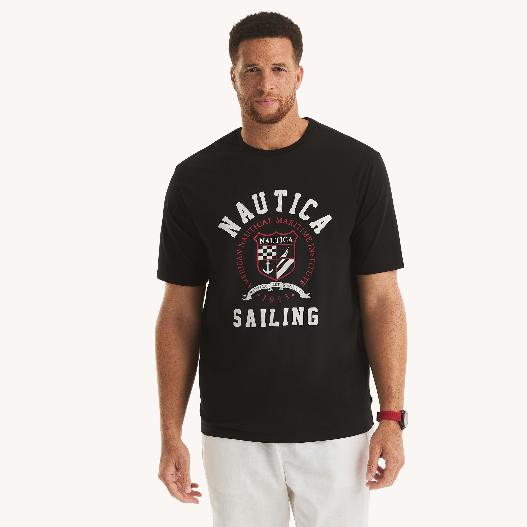Big & Tall Sailing Graphic T-Shirt,True Black,large