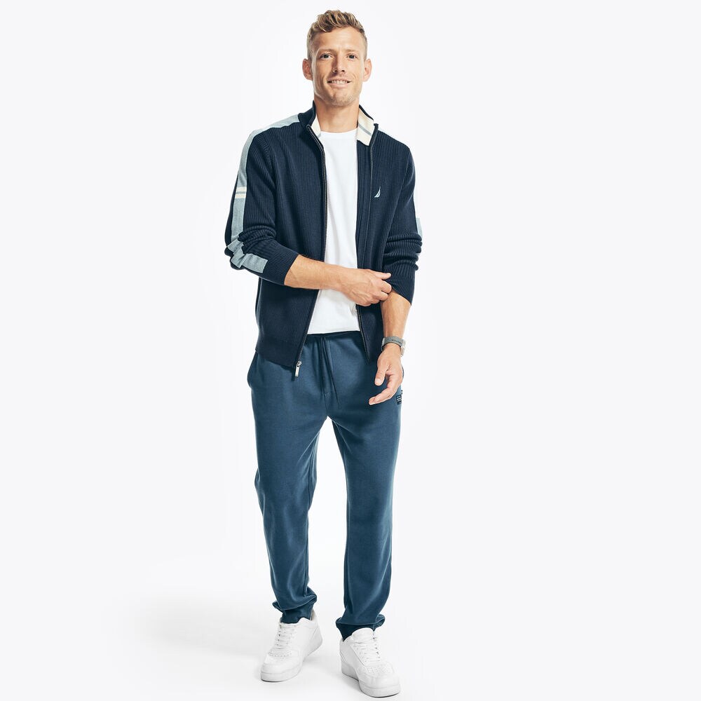MOCK-NECK FULL-ZIP SWEATER,Navy,large