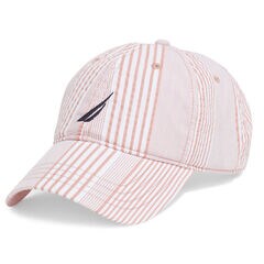 WOVEN SEERSUCKER BRAND ICON LOGO BASEBALL CAP,Coral Dream,large