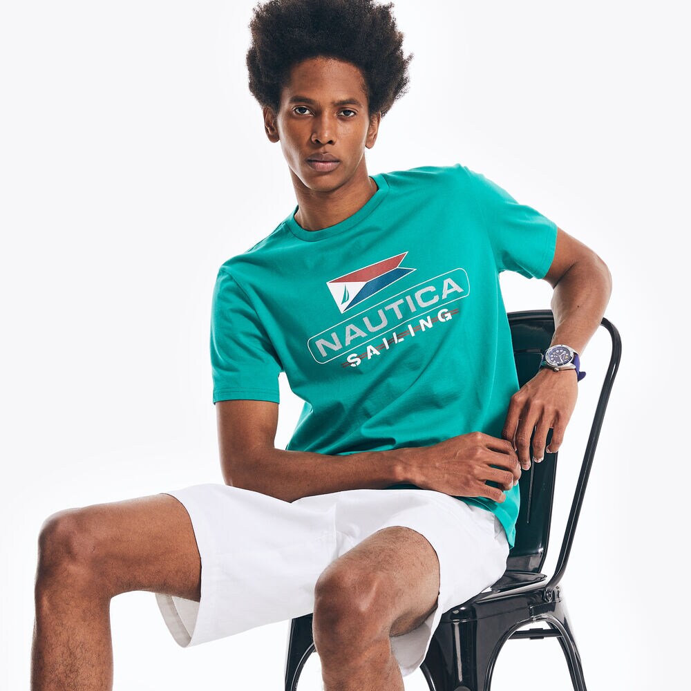 SUSTAINABLY CRAFTED NAUTICA SAILING GRAPHIC T-SHIRT,Vibe Green,large