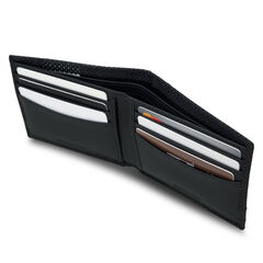 Perforated Leather Bifold Wallet,Black,large