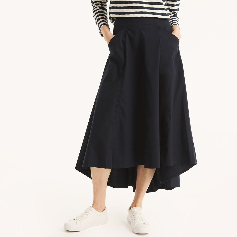 Solid Midi Skirt,Navy,large