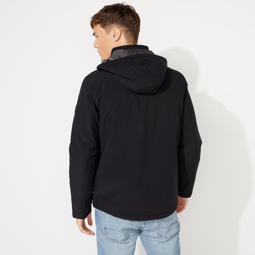 BIG & TALL HOODED ZIP FRONT JACKET,Black,large