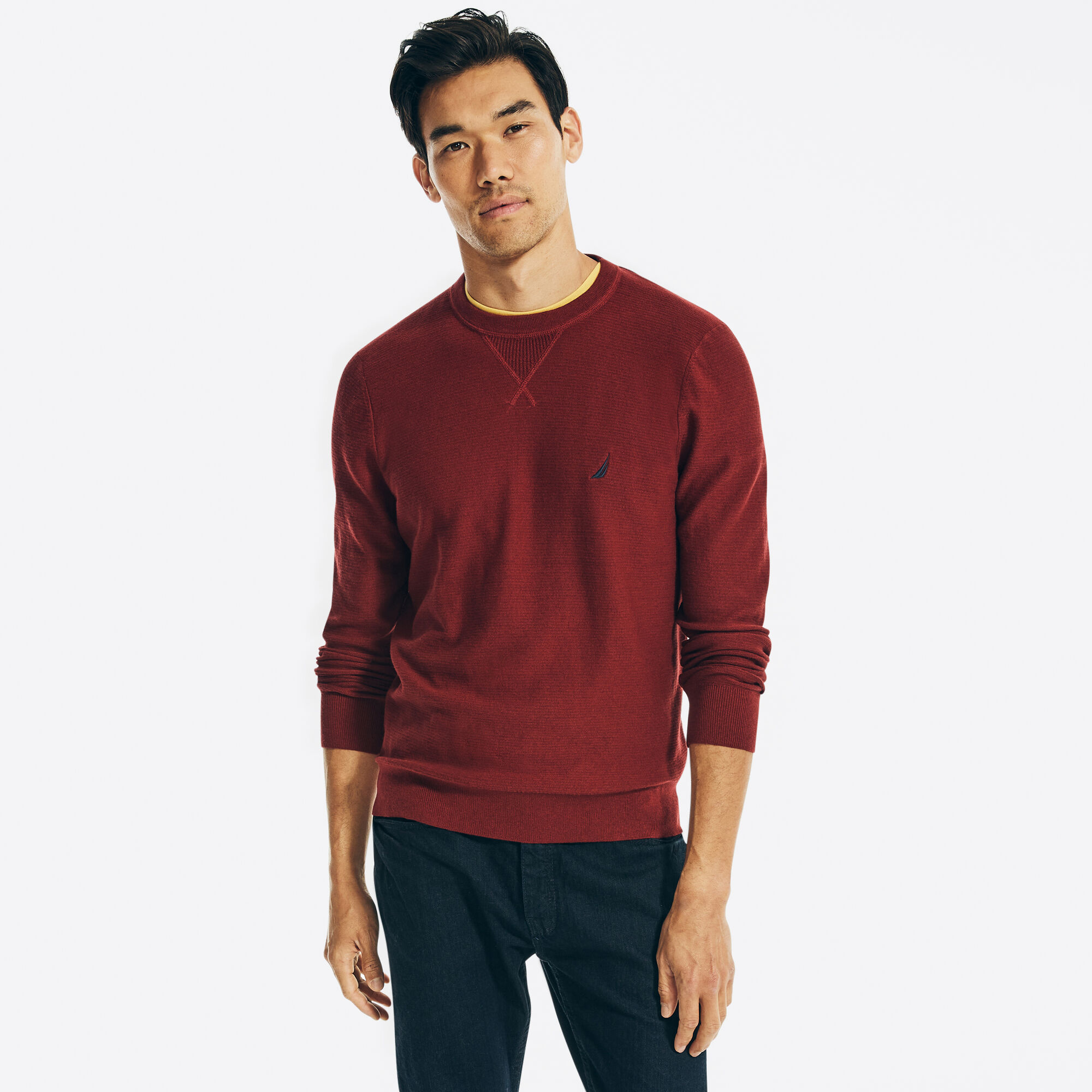 Navtech Textured Crewneck Sweater,Flamingo,large