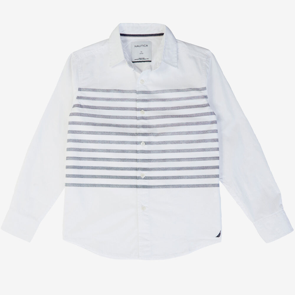 Little Boys' Placed Stripe Button-Down Shirt (2T-7),Antique White Wash,large