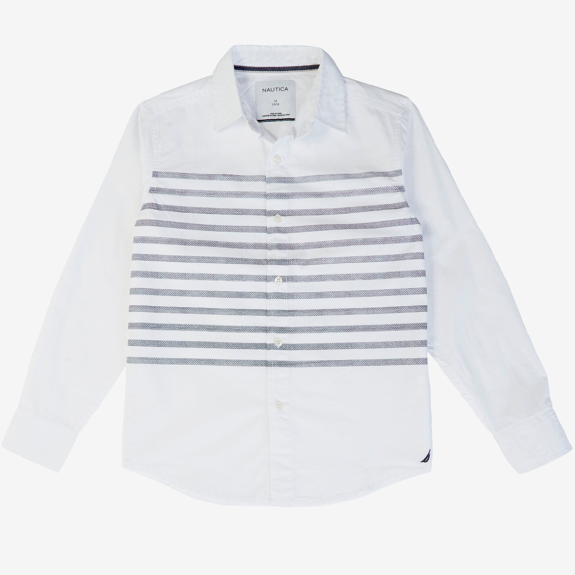 Little Boys' Placed Stripe Button-Down Shirt (2T-7),Antique White Wash,large