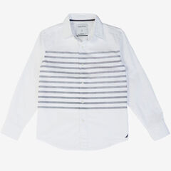 Little Boys' Placed Stripe Button-Down Shirt (2T-7),Antique White Wash,large