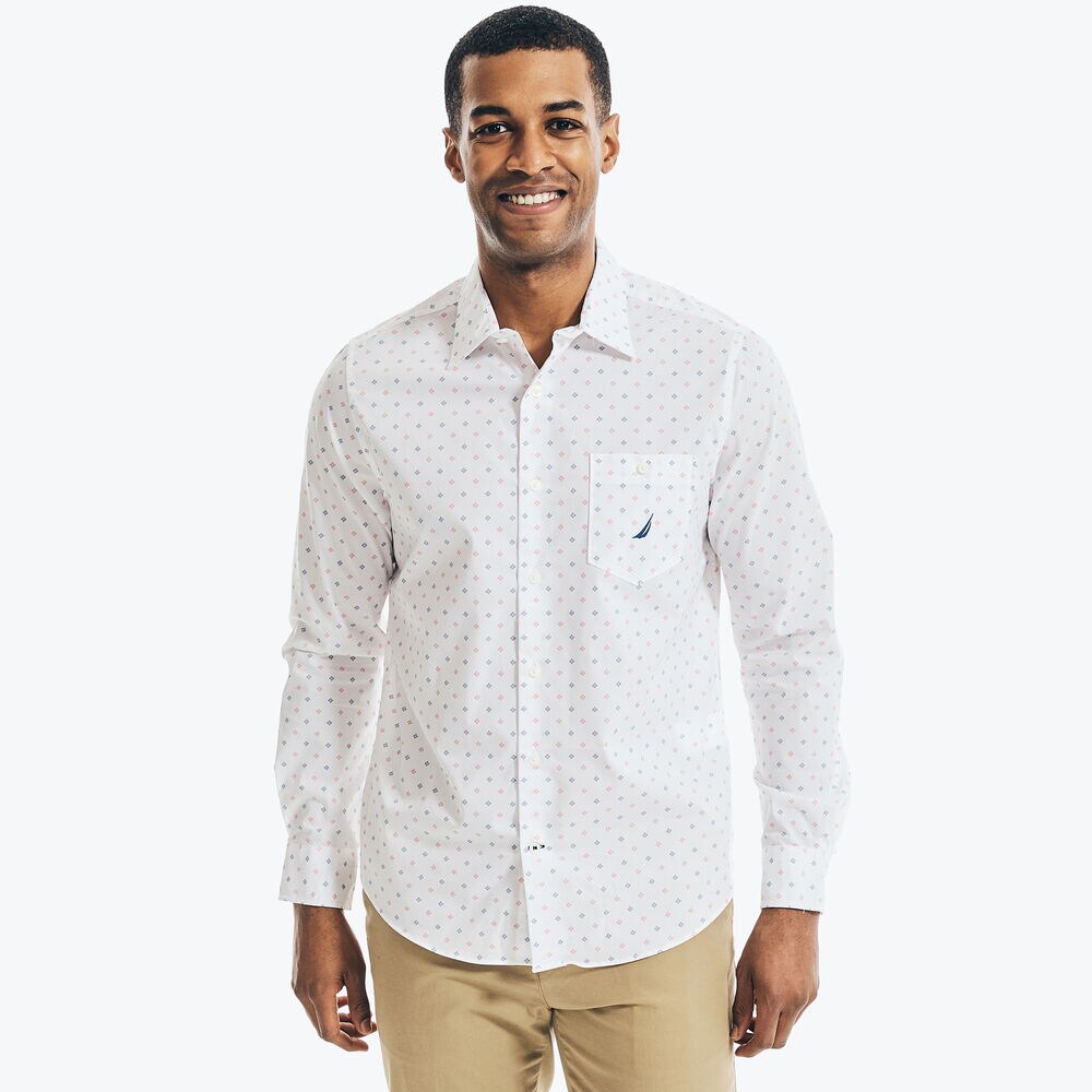 NAVTECH DIAMOND PRINT SHIRT,Bright White,large