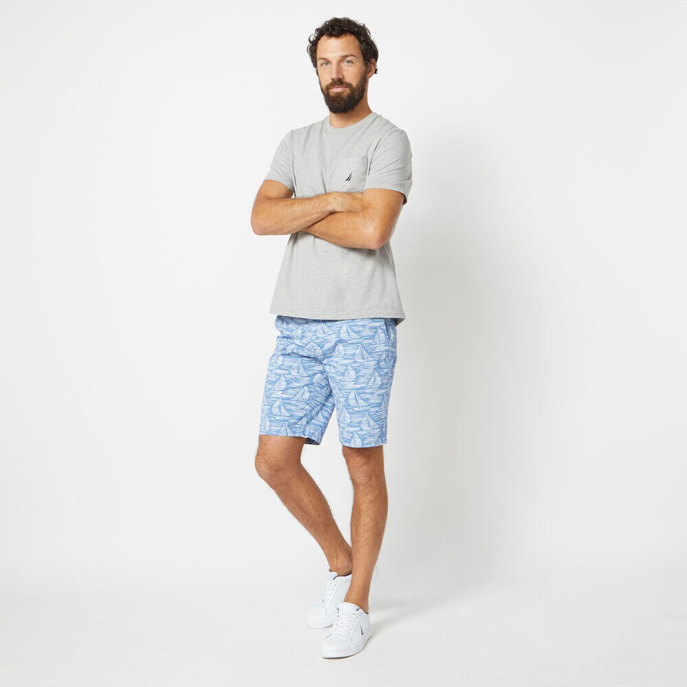 SLIM FIT SAILBOAT PRINT SHORTS,Riviera Blue,large