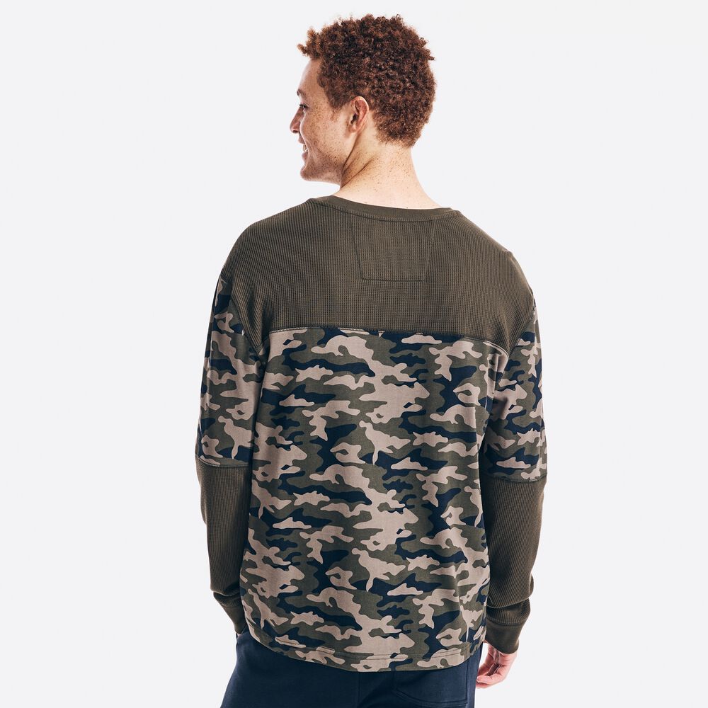CAMO-BLOCKED LONG-SLEEVE T-SHIRT,Olive,large