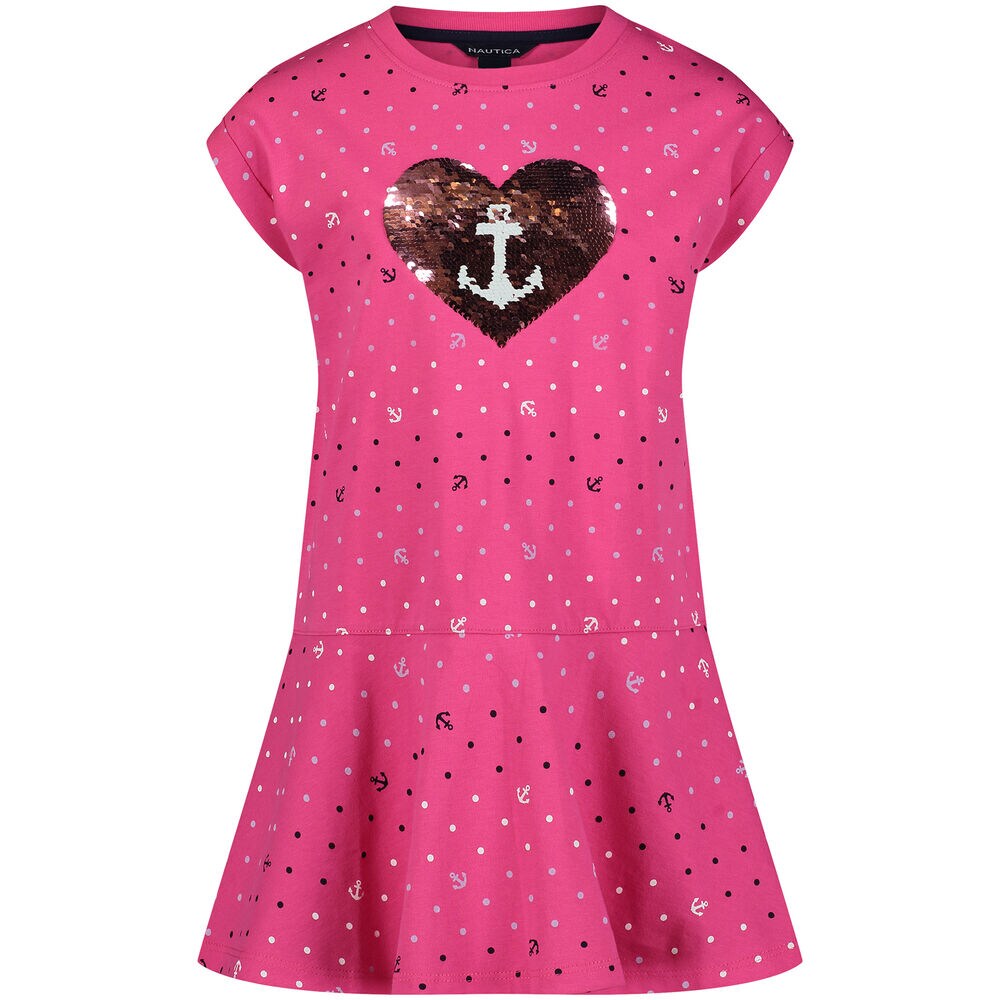 Little Girls’ Printed Peplum Dress (4-6X),Paradise Pink,large