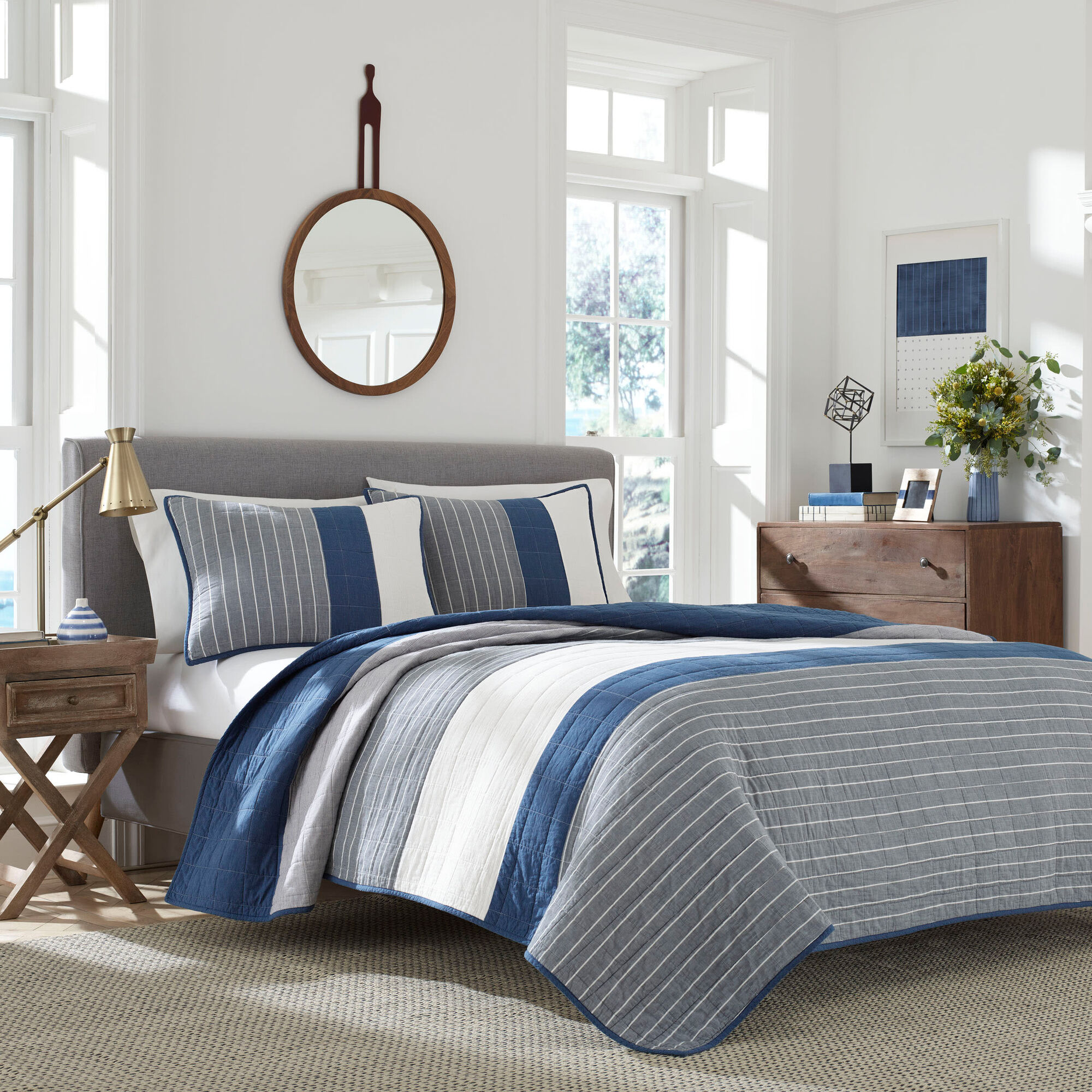Swale Navy Twin Quilt,Navy,large