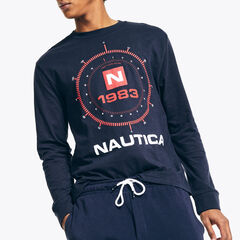 Graphic Long-Sleeve T-Shirt,Navy,large