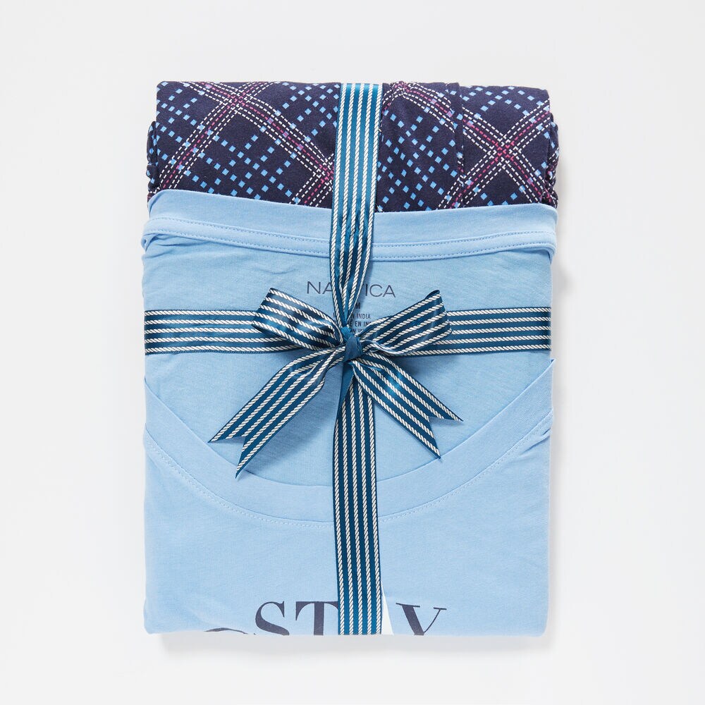 STAY COZY GRAPHIC SHORT SLEEVE PAJAMA SET,Rolling River Wash,large