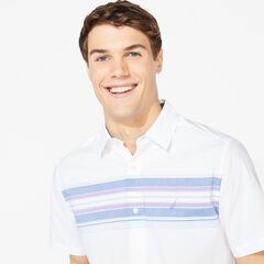 STRIPED SHORT-SLEEVE SHIRT,Bright White,large