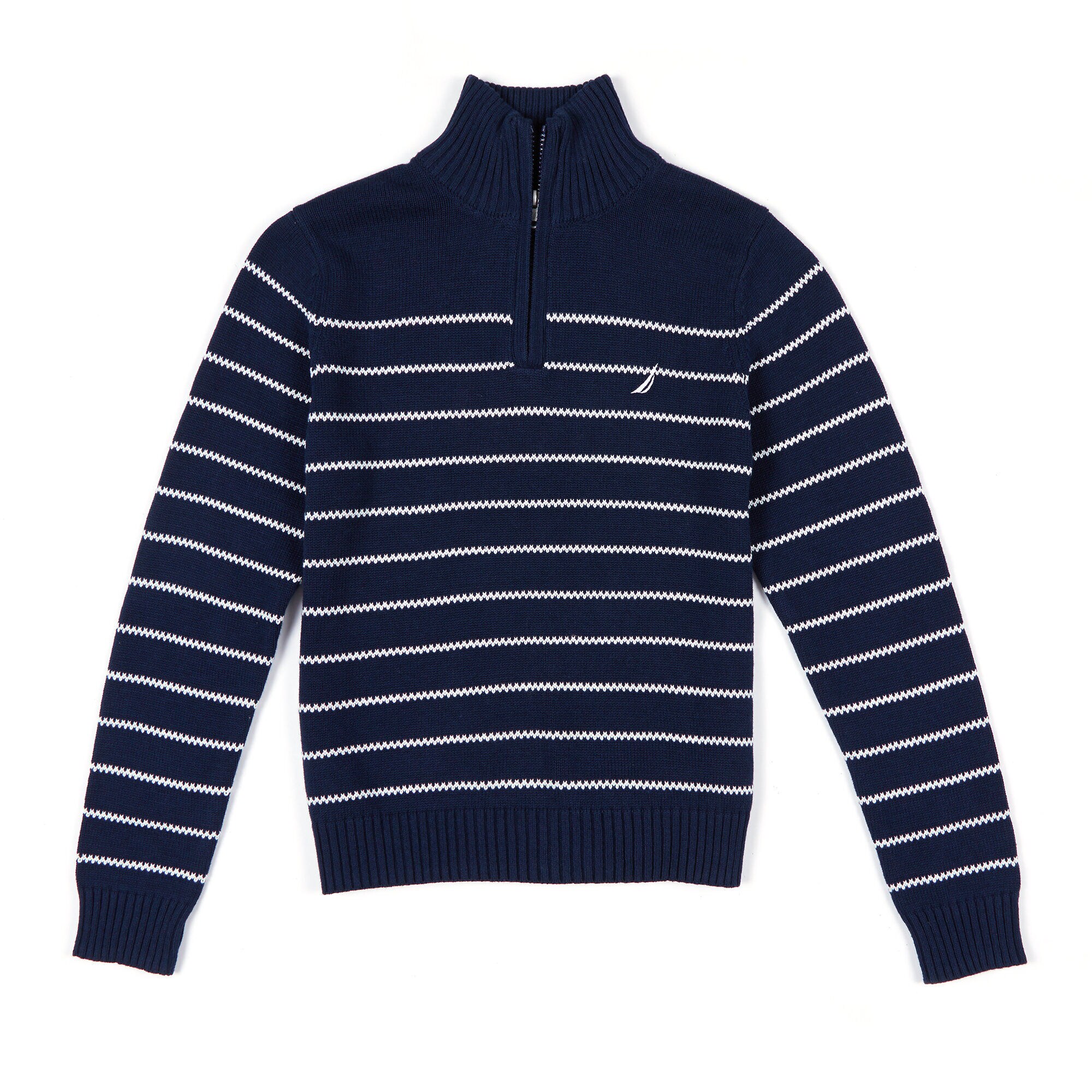 Toddler Boys' Striped Quarter Zip Pullover Sweater,Aquadream,large