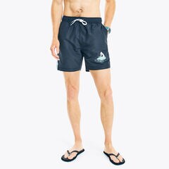 Shark Week x Nautica Sustainably Crafted 6" Shark Logo Swim,Navy,large