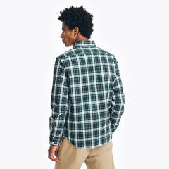 Slim Fit Wrinkle-Resistant Plaid Shirt,Spruce,large