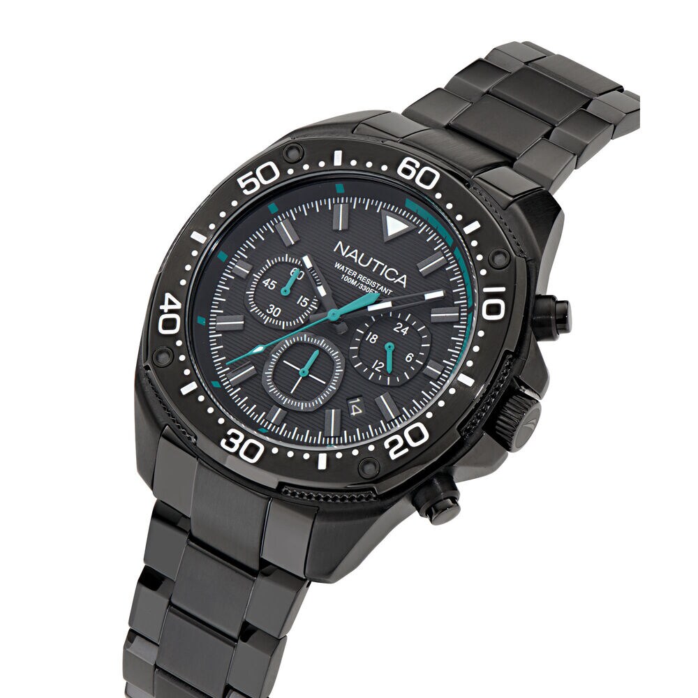 NCT Blue Sail Chronograph Stainless Steel Watch,Black,large