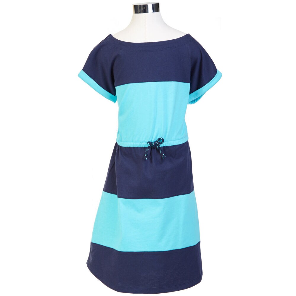 Little Girls' Striped T-Shirt Dress (2T-7),Hawaiian Ocean,large