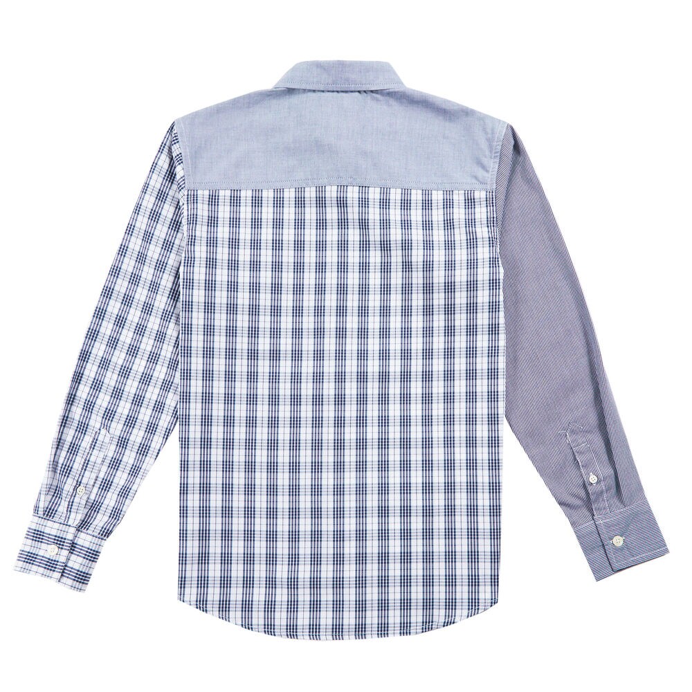 Little Boys' Plaid Button Down Shirt (4-7),Stormy Blue Wash,large